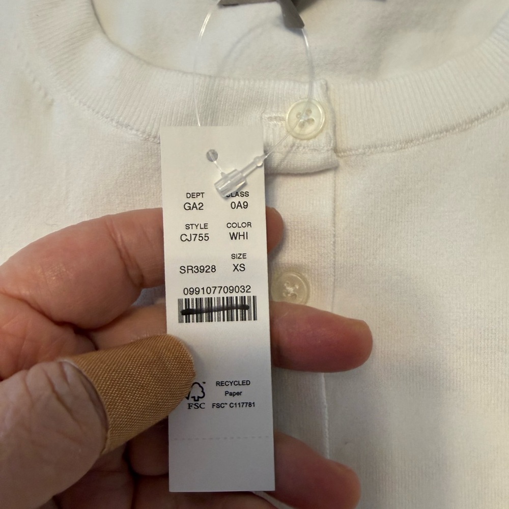 J. Crew Jackie Cardigan Sweater in Premium Ultra Fine Cotton Blend NWT XS White - Picture 10 of 12
